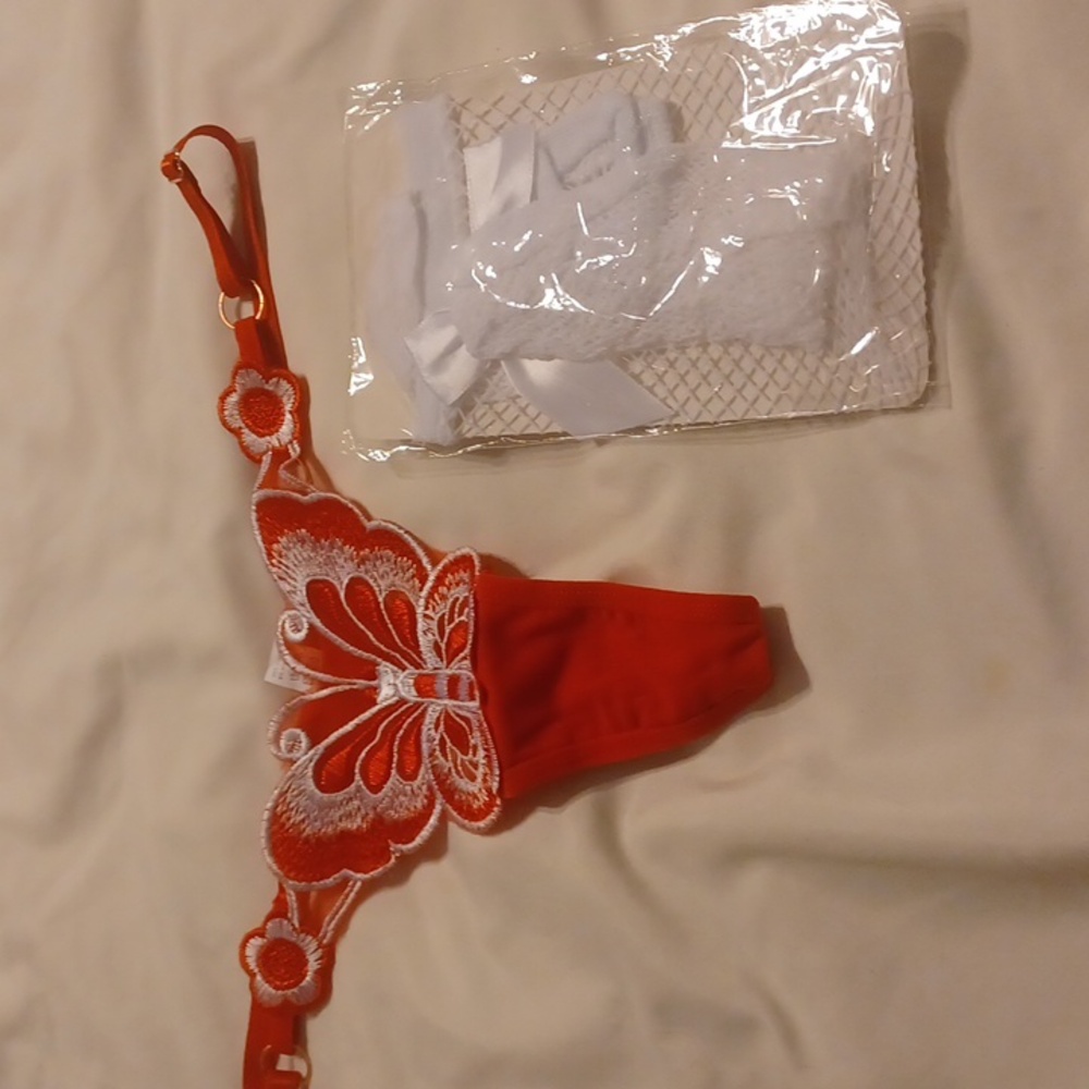 Nwt white fish net stockings and undies